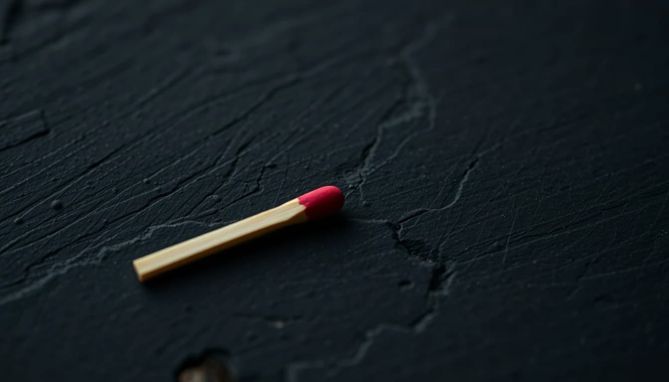 A single unused match lying alone on dark slate, illustrating the one time administrative waiver that clears a US late filing penalty.