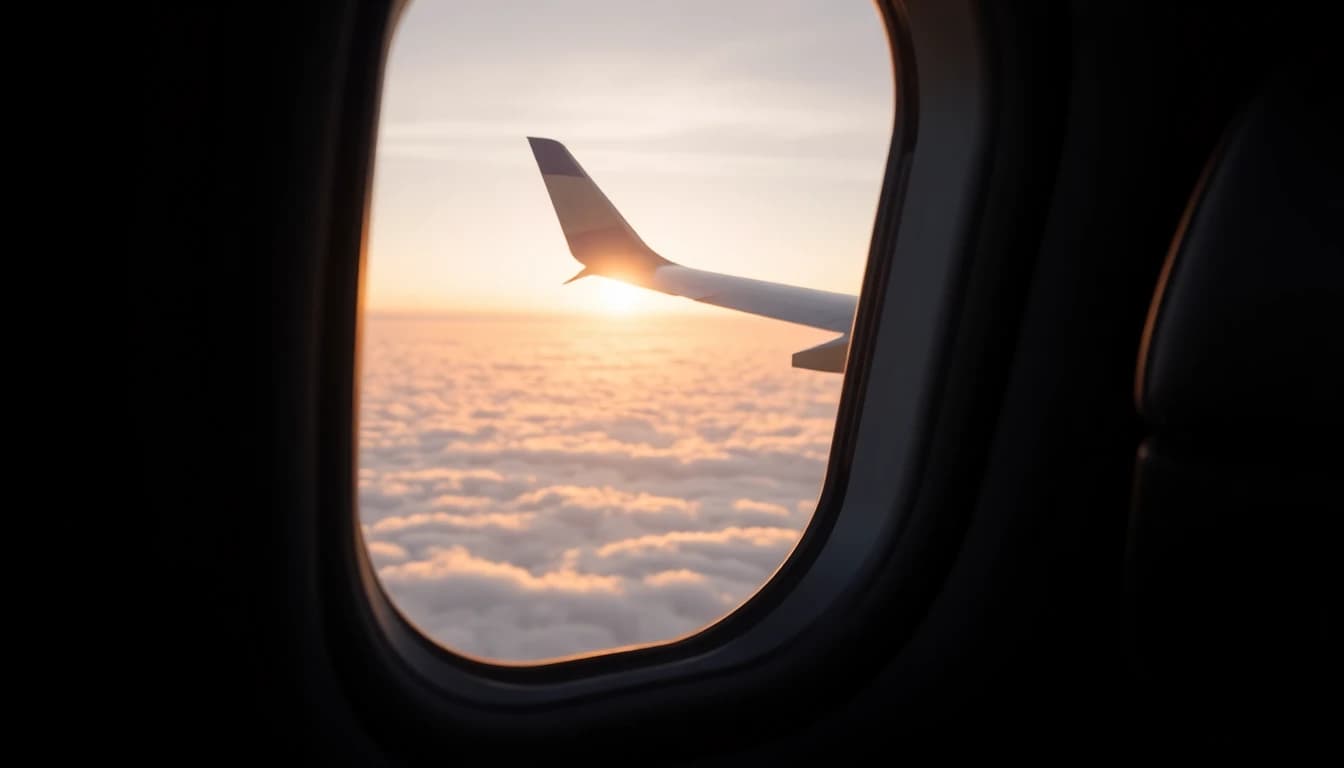 The view of an aircraft wing above cloud at sunrise, for a guide to tax planning before moving to the US