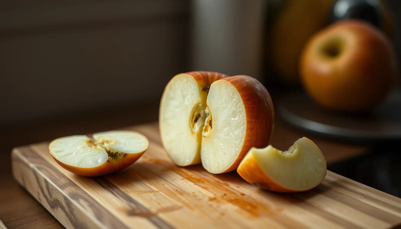 An apple cut into four quarters on a board with one quarter set aside, illustrating the 25 per cent tax free pension lump sum and its US tax treatment.