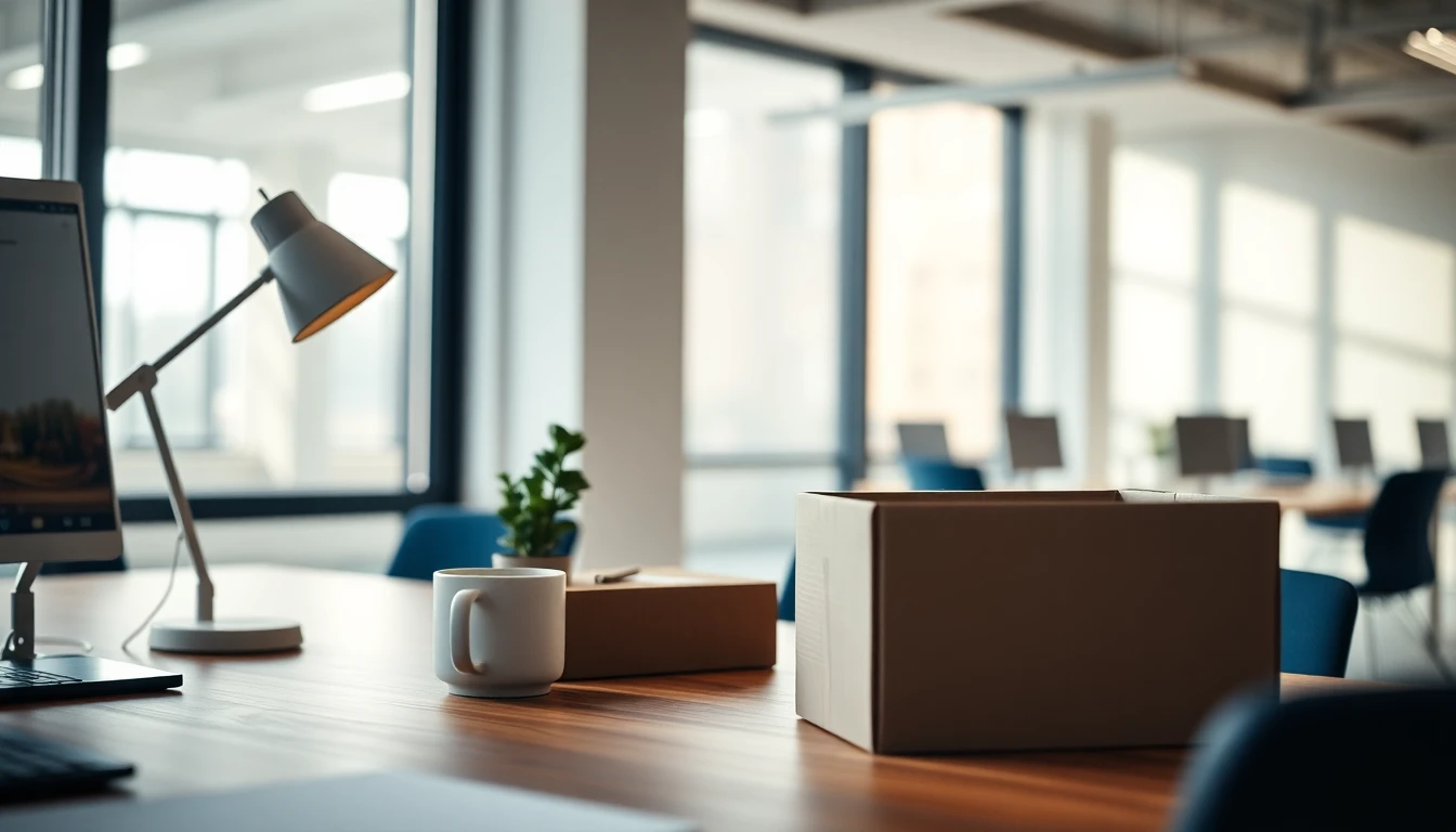 A cardboard box, mug and plant on an empty office desk, for a guide to UK redundancy pay and US tax