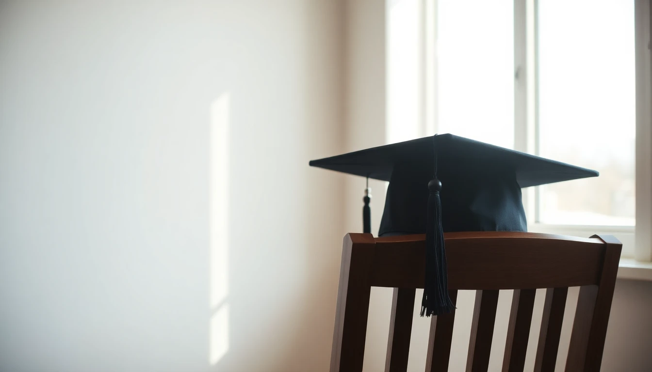 A graduation cap resting on a chair by a window, for a guide to US student loans while living abroad