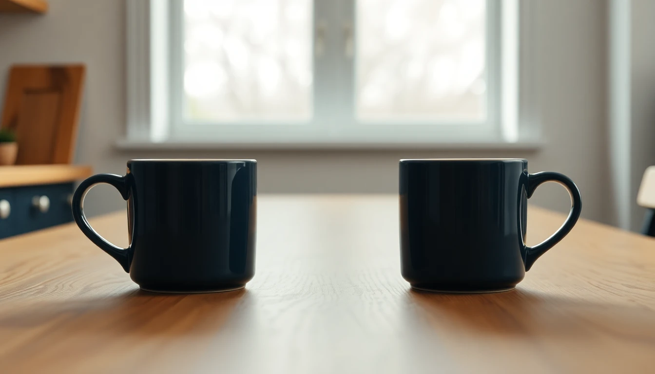Two mugs at opposite ends of a kitchen table, for a guide to tax on a US UK divorce